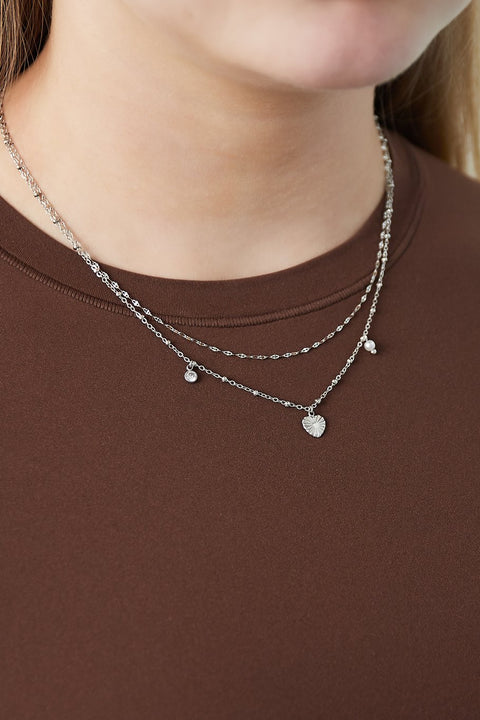 Dubbele hart ketting - goud/zilver