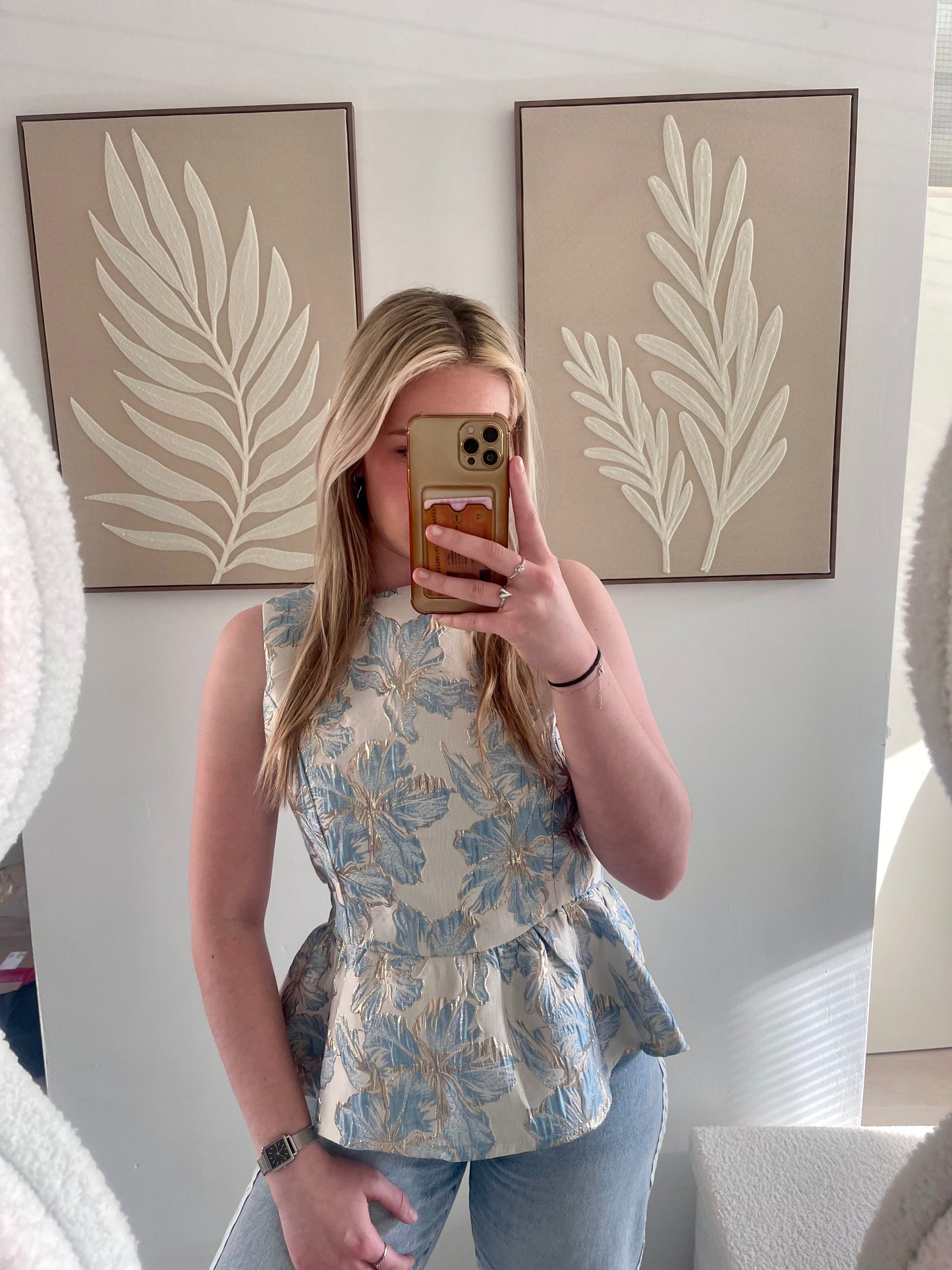 Bloemen top - blauw