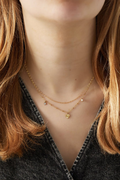Dubbele hart ketting - goud/zilver