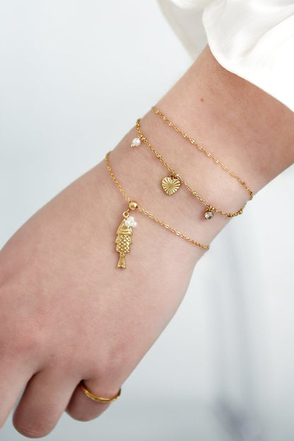 Dubbele hart armband - goud/zilver
