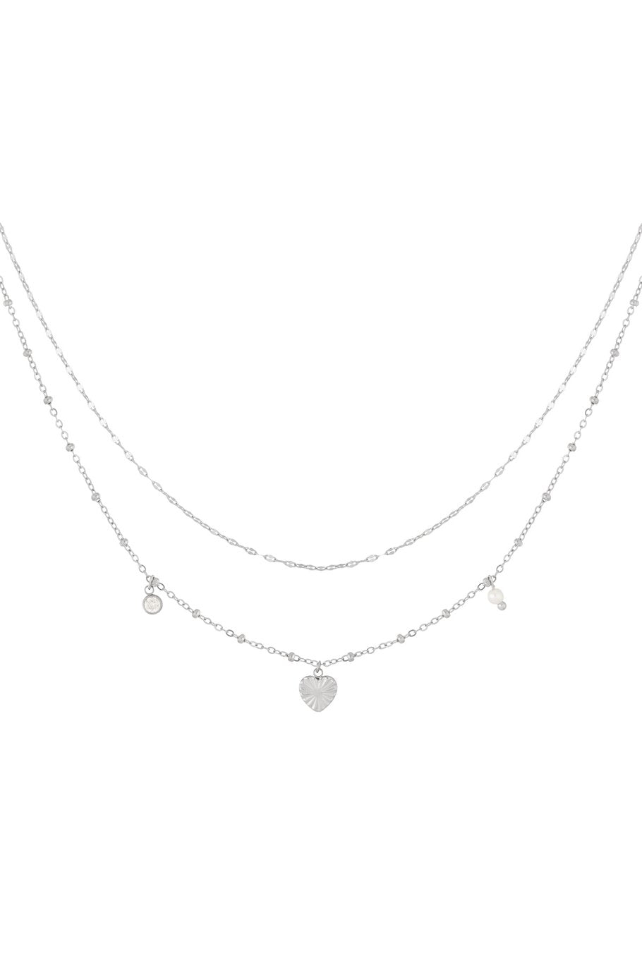 Dubbele hart ketting - goud/zilver