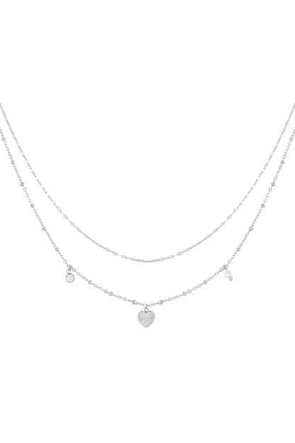 Dubbele hart ketting - goud/zilver