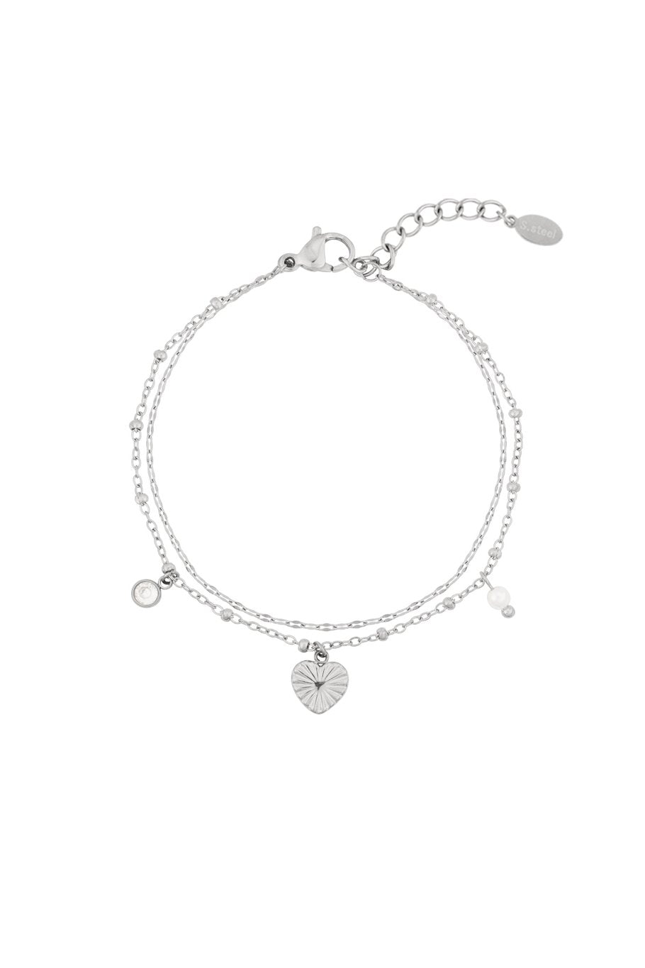 Dubbele hart armband - goud/zilver