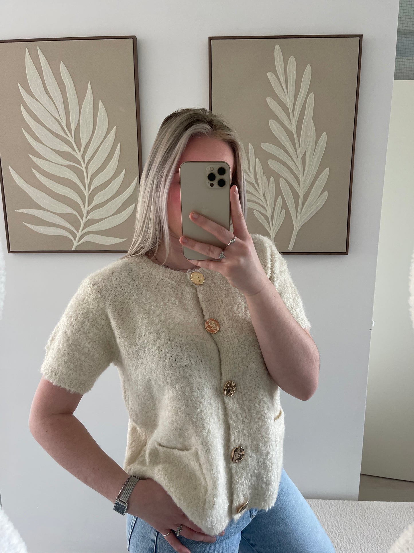 Vest korte mouw - gebroken wit