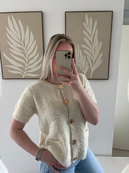 Vest korte mouw - gebroken wit