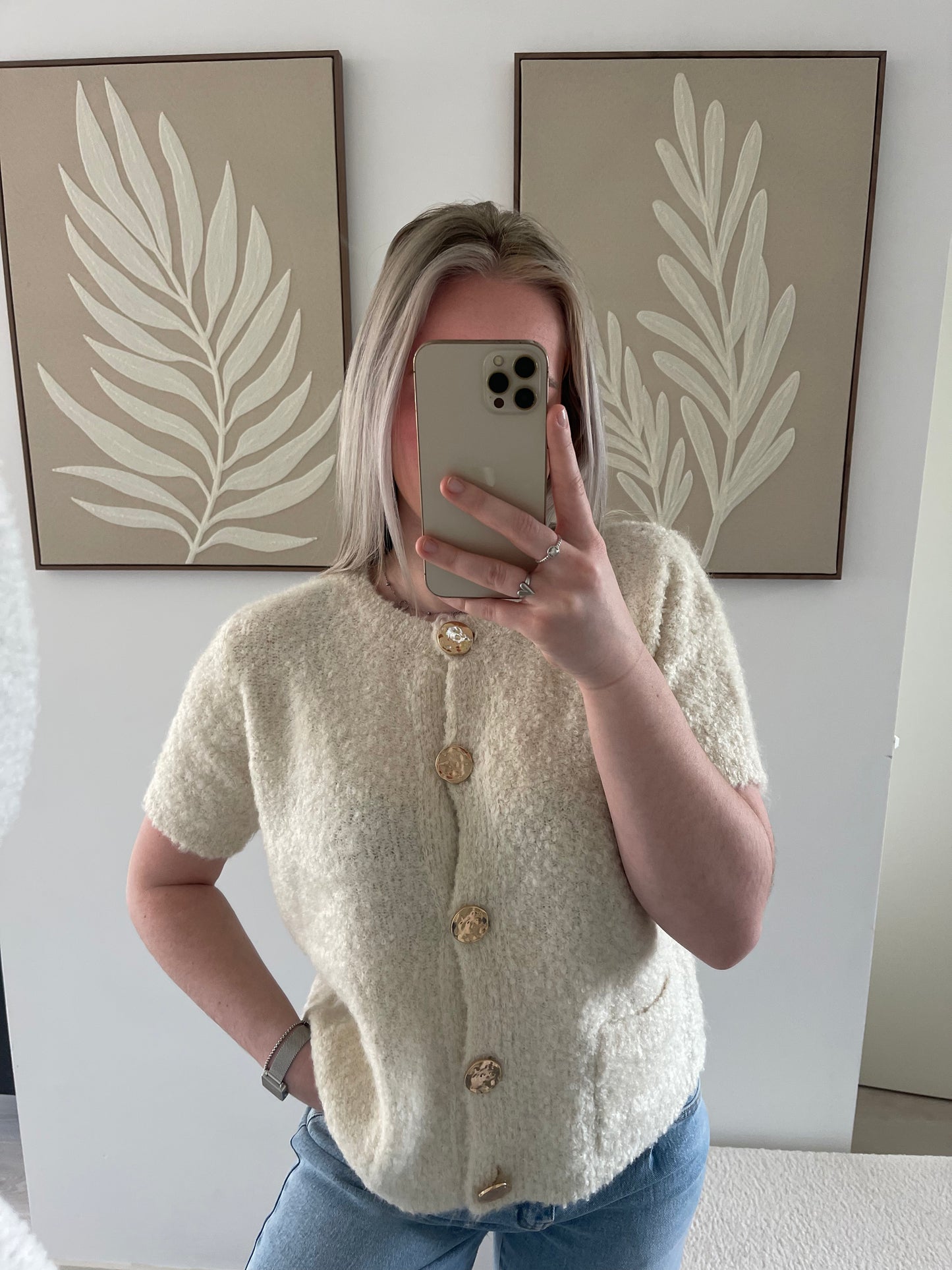 Vest korte mouw - gebroken wit