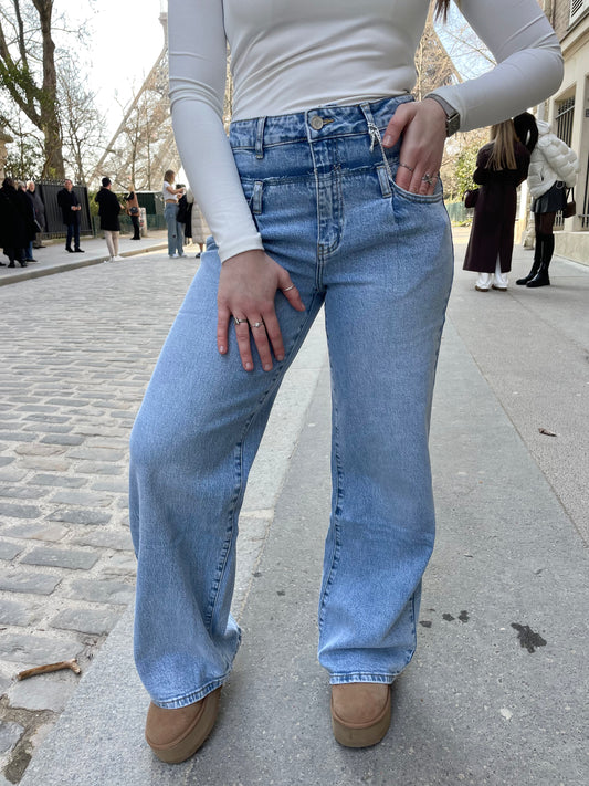 Wide leg jeans - dubbele taille